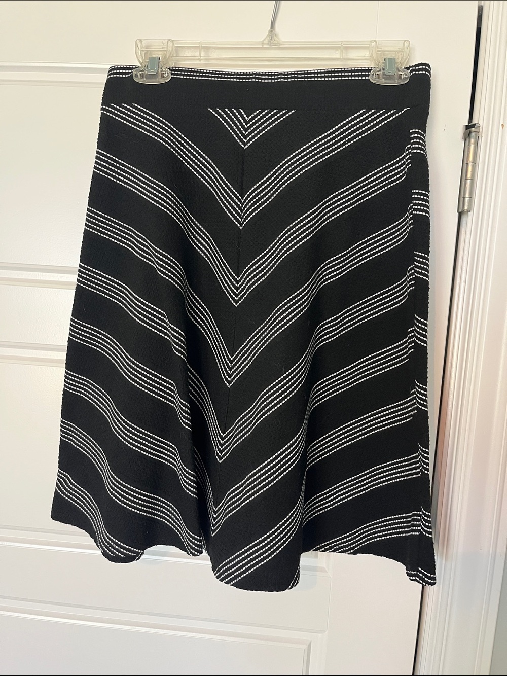 Joe B Black A-Line Skirt with White Chevron Stripes